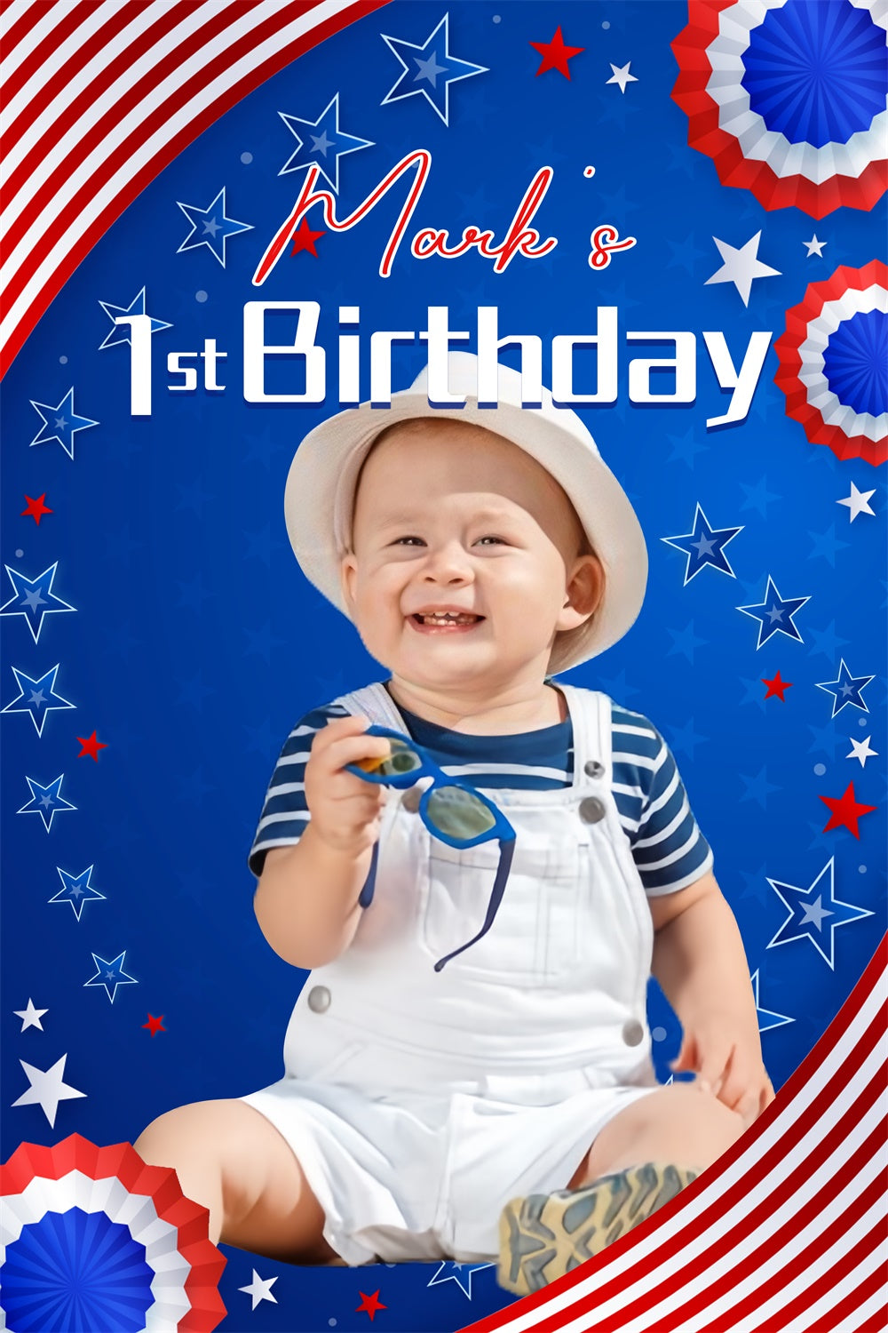Personalized 1st Birthday Backdrop American Theme Independence Day Backdrop LXX5-82