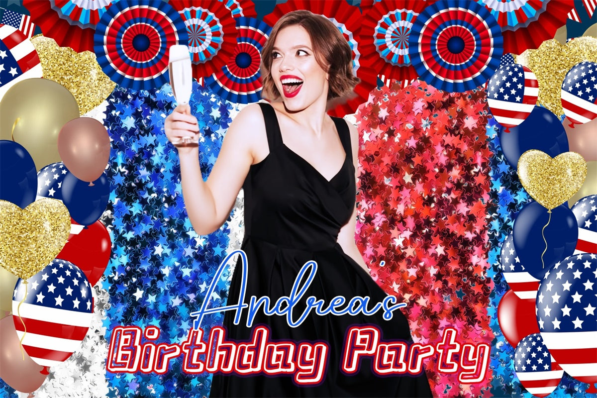Custom Birthday Backdrop Confetti Glam Backdrop Independence Day Backdrop LXX5-85