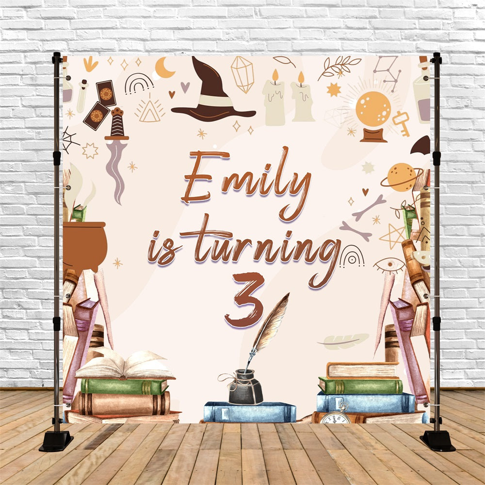 Custom Birthday Backdrops Enchanted Books 3rd Backdrop LXX5-96