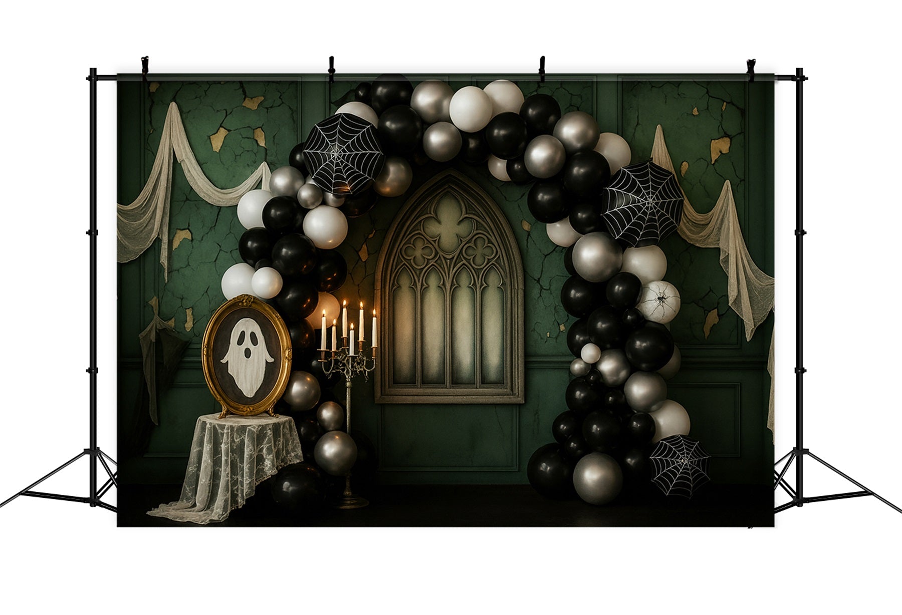Vintage Wall Backdrop Gothic Ghost Balloon Arch Victorian Photo Backdrop LXX510-106