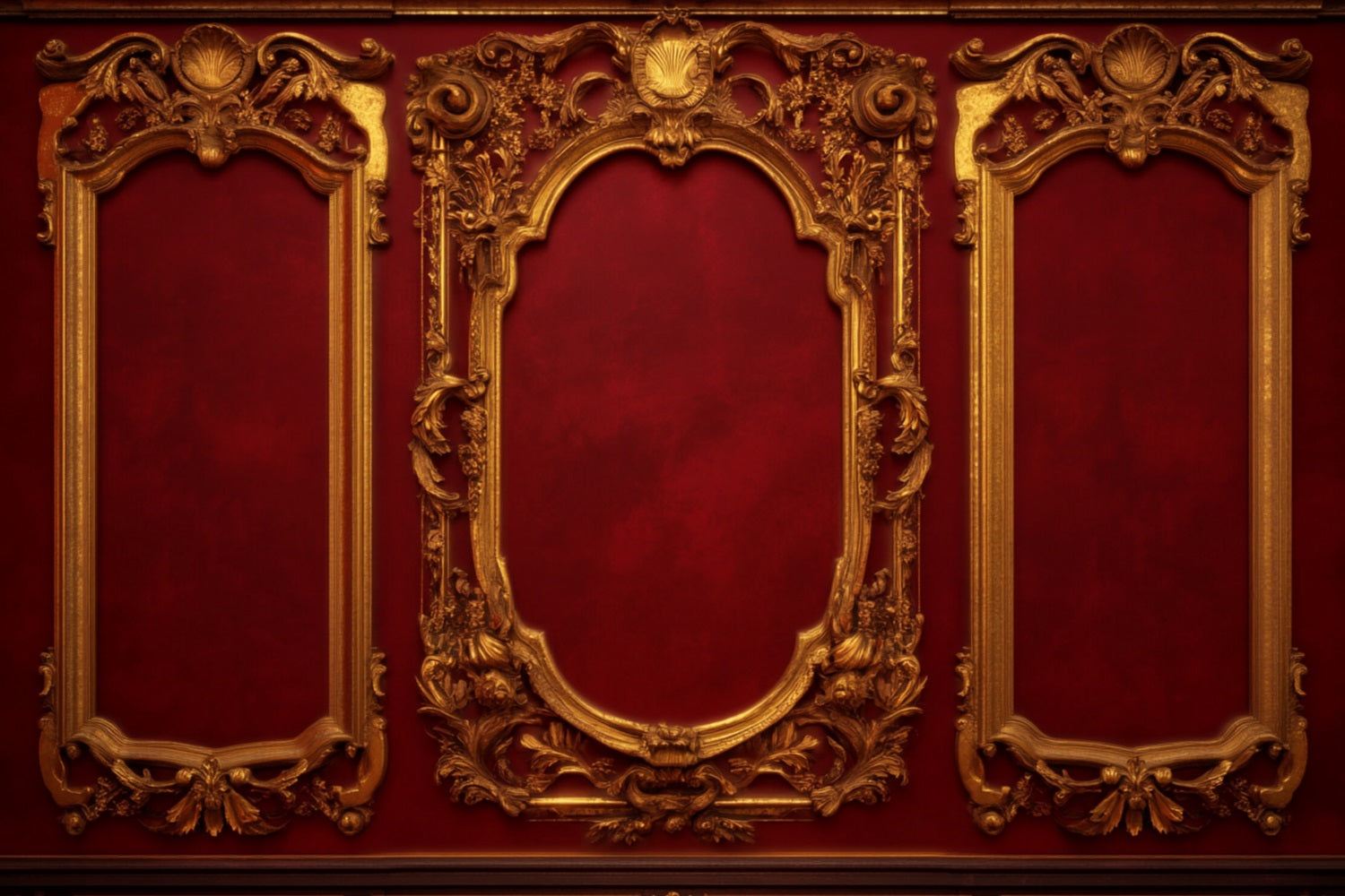 Vintage Wall Backdrop Crimson Gold Baroque Panels Victorian Backdrop LXX510-108