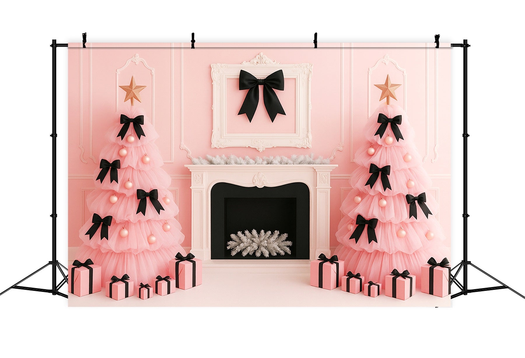 Pink Bow Backdrop Pink Bow Christmas Elegance Victorian Backdrops LXX510-114