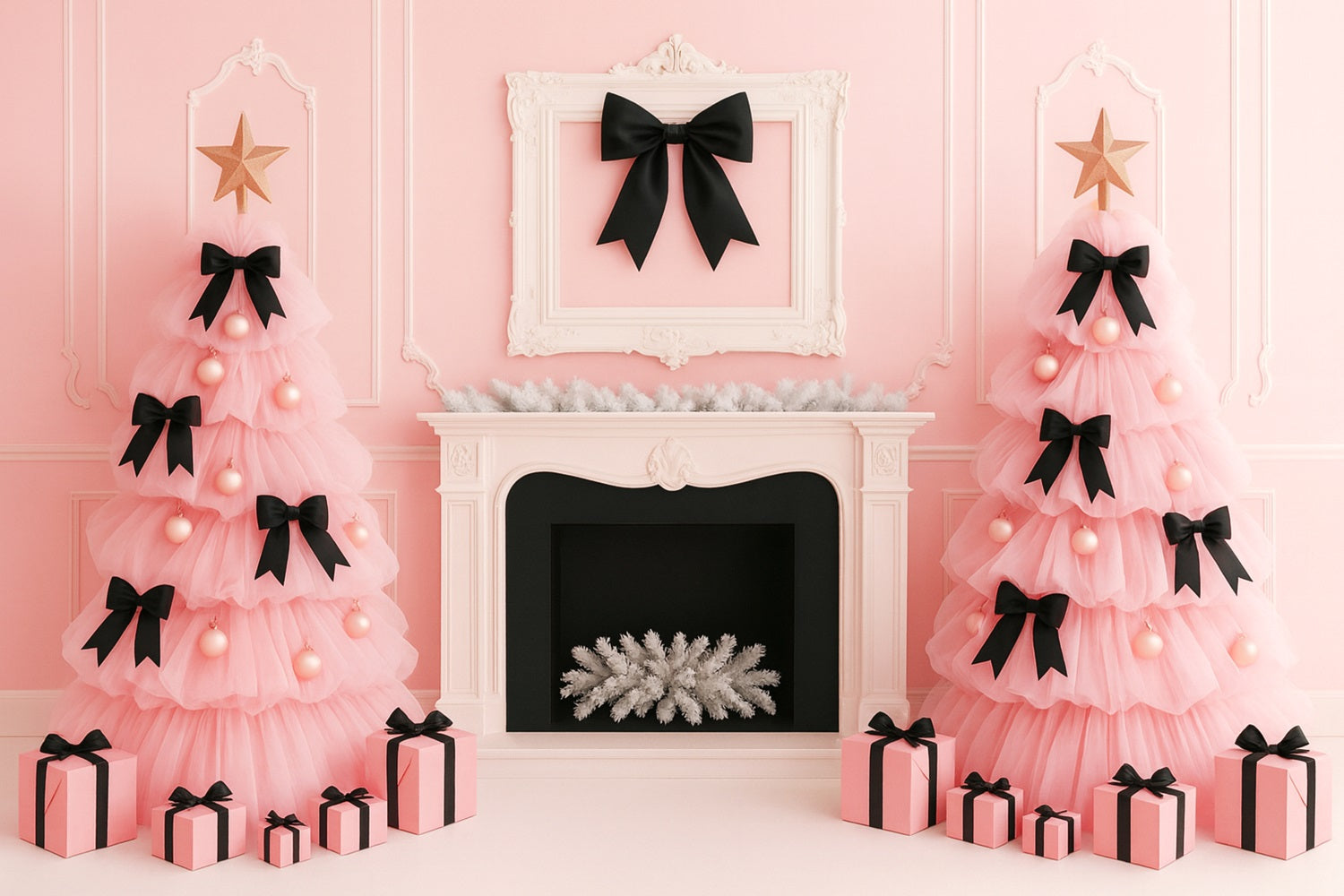 Pink Bow Backdrop Pink Bow Christmas Elegance Victorian Backdrops LXX510-114