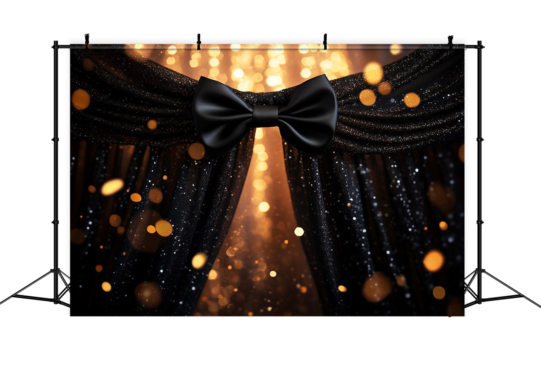 Black Bow Backdrop Sparkling Black Bow Curtain Victorian Backdrop LXX510-116