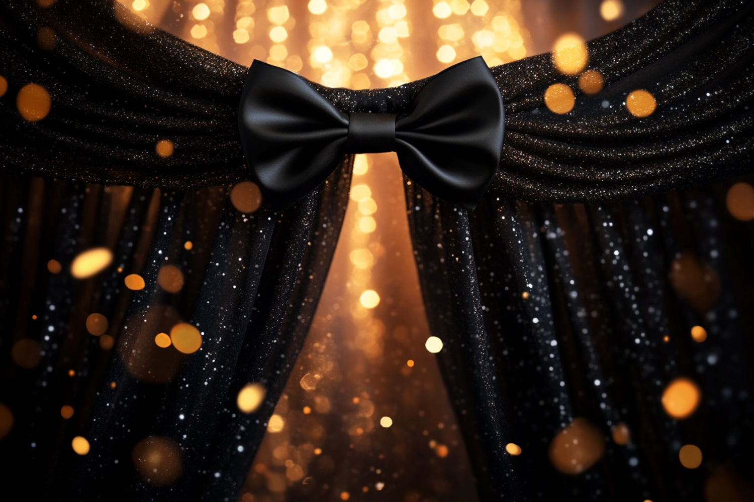 Black Bow Backdrop Sparkling Black Bow Curtain Victorian Backdrop LXX510-116