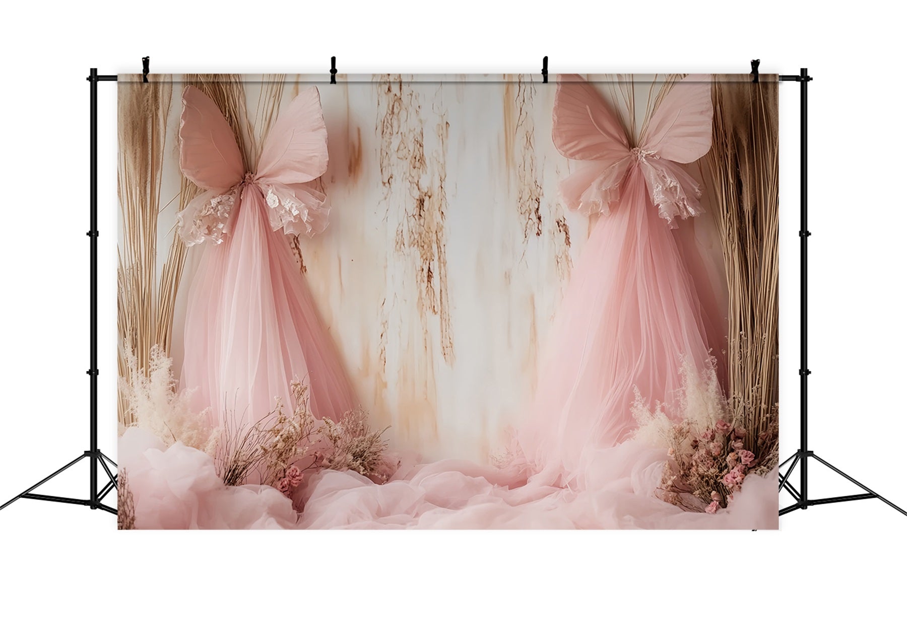 Bow Backdrop Blush Butterfly Tulle Garden Victorian Photography Backdrops LXX510-118