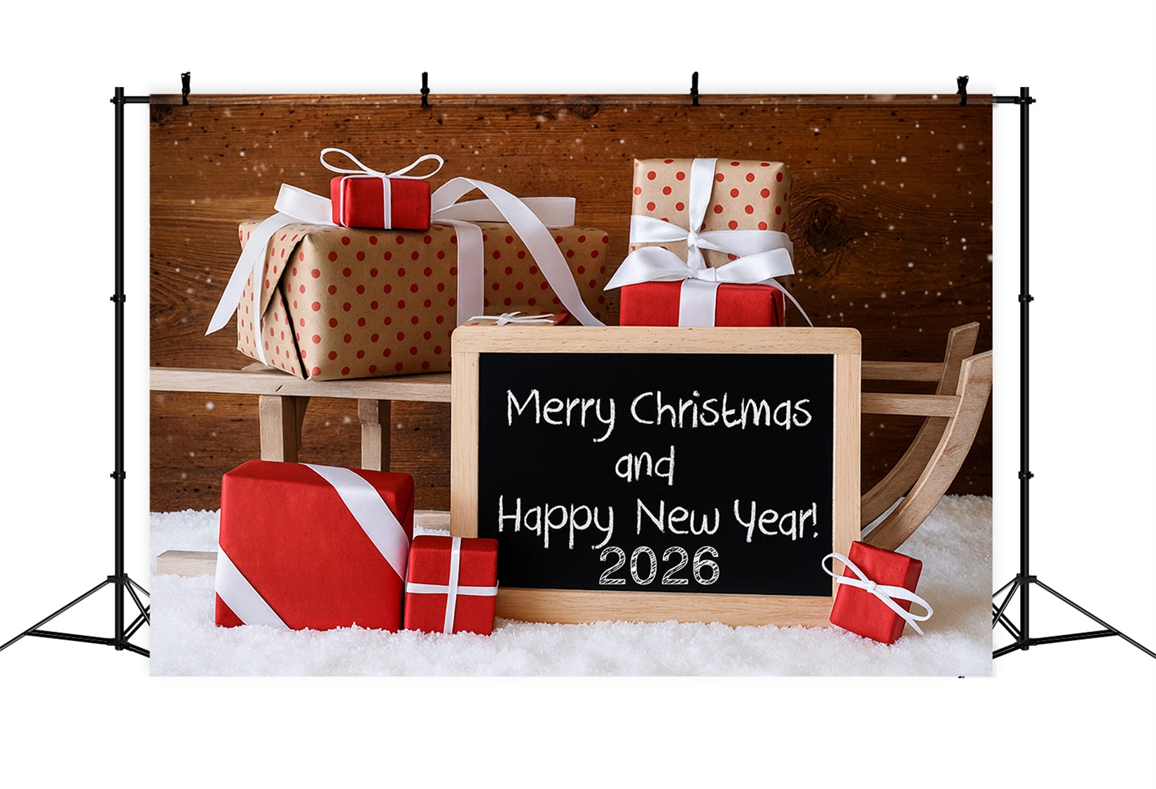 Happy New Year Photo Backdrop Christmas Gift Boxes New Year's Backdrops LXX510-12