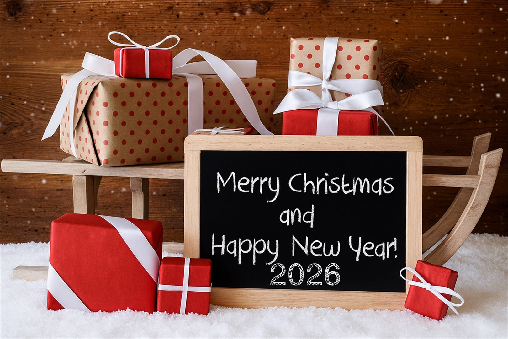 Happy New Year Photo Backdrop Christmas Gift Boxes New Year's Backdrops LXX510-12