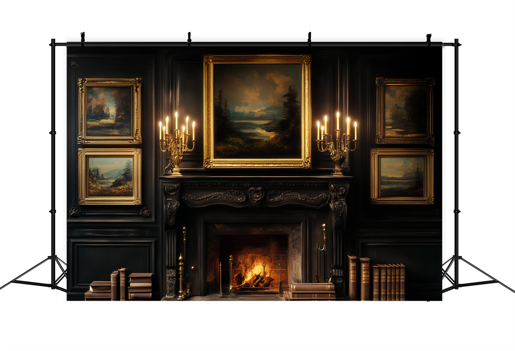Victorian Backdrop Dark Library Candlelight Gallery Victorian Photo Backdrop LXX510-123