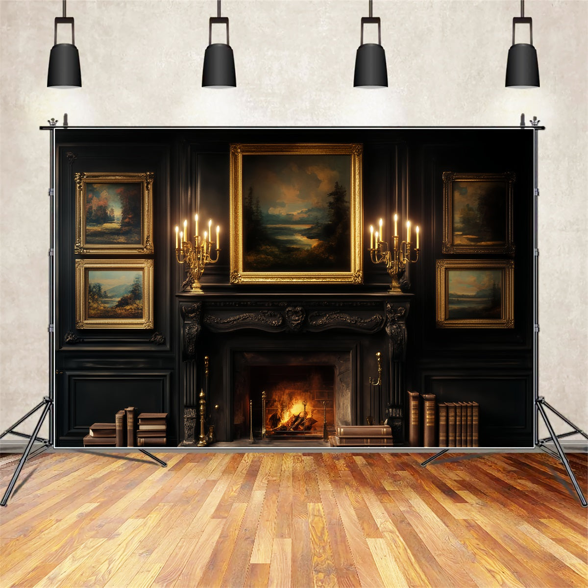 Victorian Backdrop Dark Library Candlelight Gallery Victorian Photo Backdrop LXX510-123