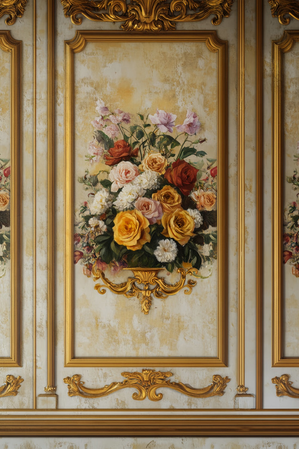 Victorian Backdrop Golden Frame Floral Elegance Vintage Wall Backdrop LXX510-126