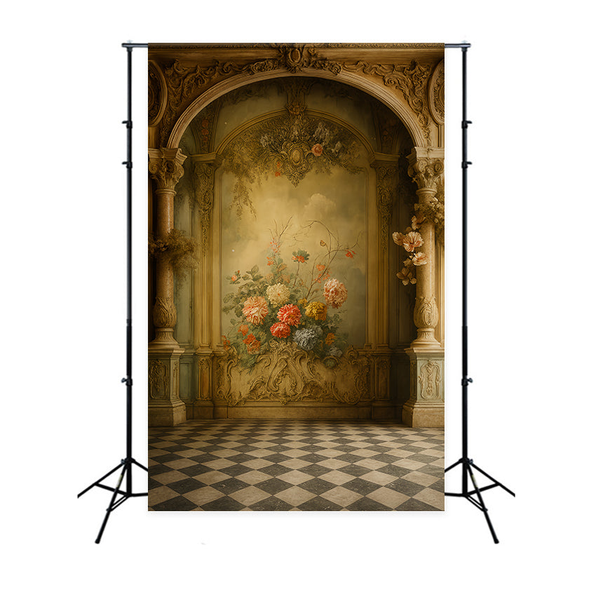 Vintage Wall Backdrop Baroque Arch Bloom Hall Victorian Backdrop LXX510-127