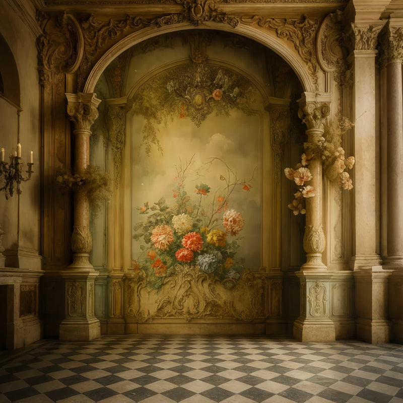 Vintage Wall Backdrop Baroque Arch Bloom Hall Victorian Backdrop LXX51