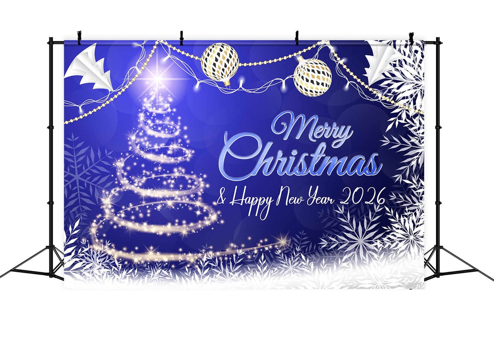 Happy New Year 2026 Backdrop Sparkling Christmas Tree New Year Backdrop LXX510-13