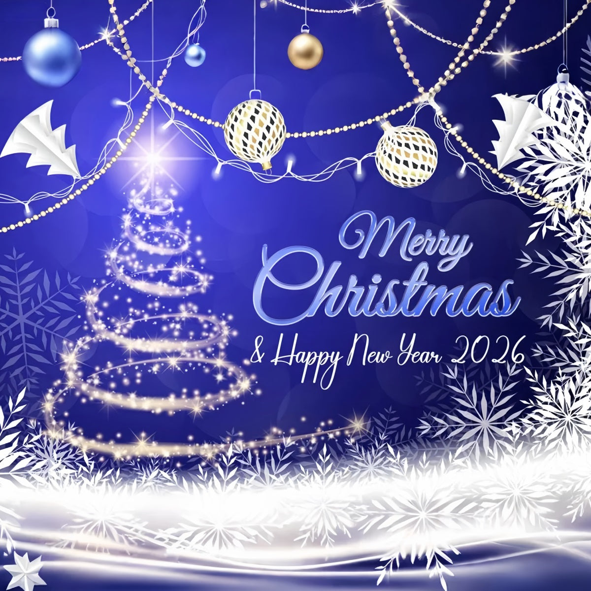Happy New Year 2026 Backdrop Sparkling Christmas Tree New Year Backdrop LXX510-13