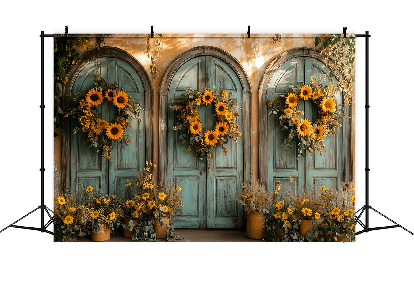 Vintage Wall Backdrop Sunflower Arch Doorway Charm Victorian Photo Backdrop LXX510-132
