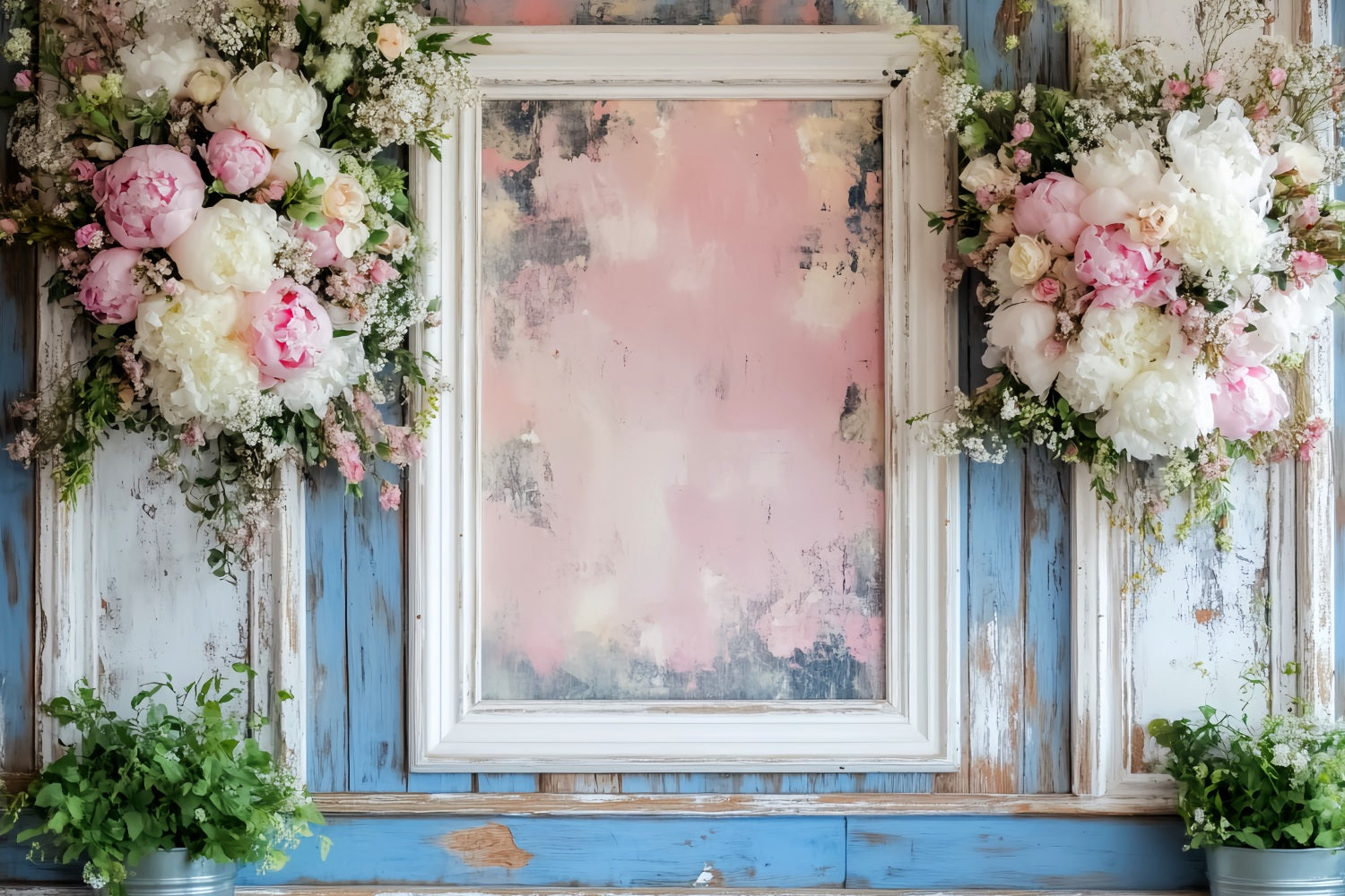 Vintage Wall Backdrop Pastel Floral Frame Accent Victorian Backdrops LXX510-133