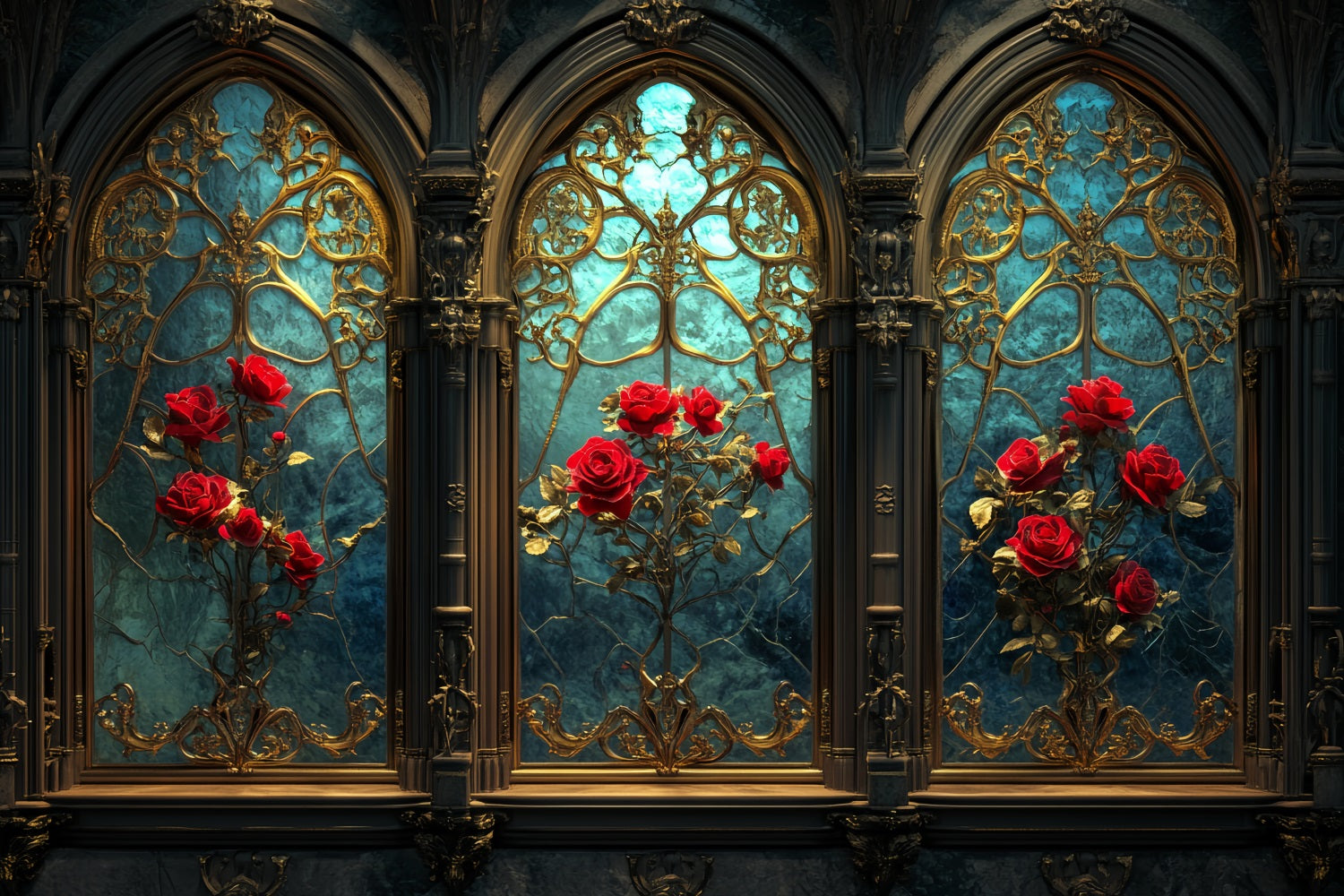 Vintage Wall Backdrop Gothic Rose Stained Elegance Victorian Backdrop LXX510-134