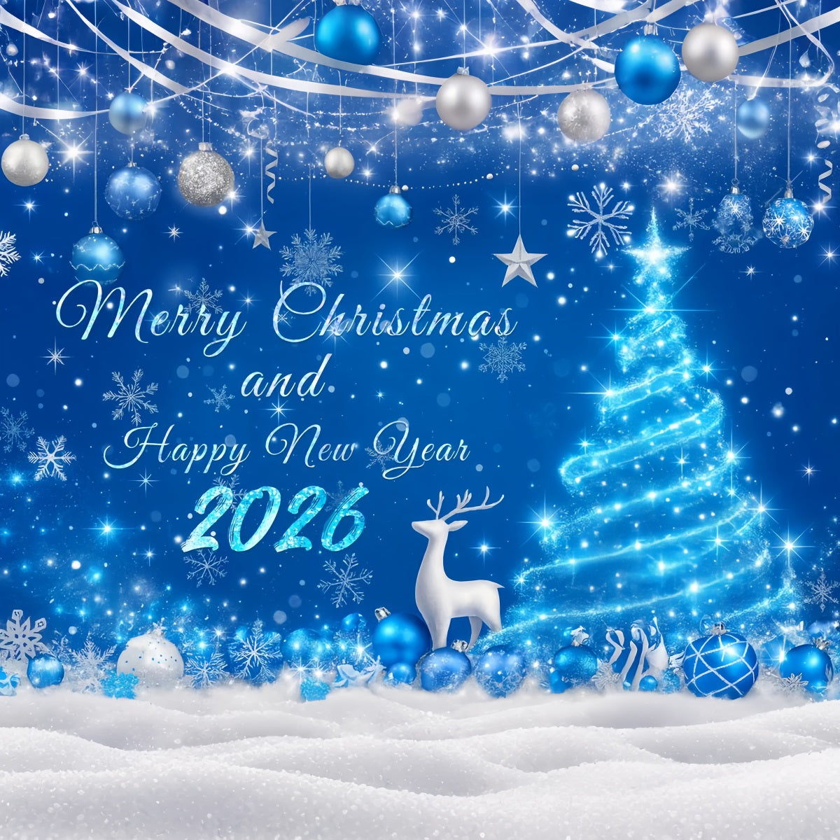 New Year's Backdrops Snowy Christmas Decorations New Year Backdrop LXX510-14