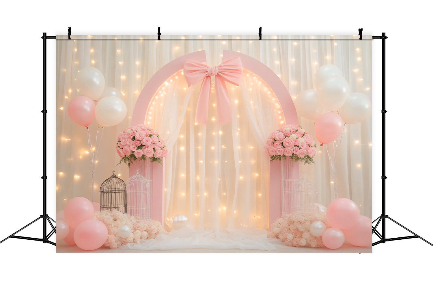 Bow Backdrop Rose Arch Light Elegance Wedding Backdrop LXX510-145
