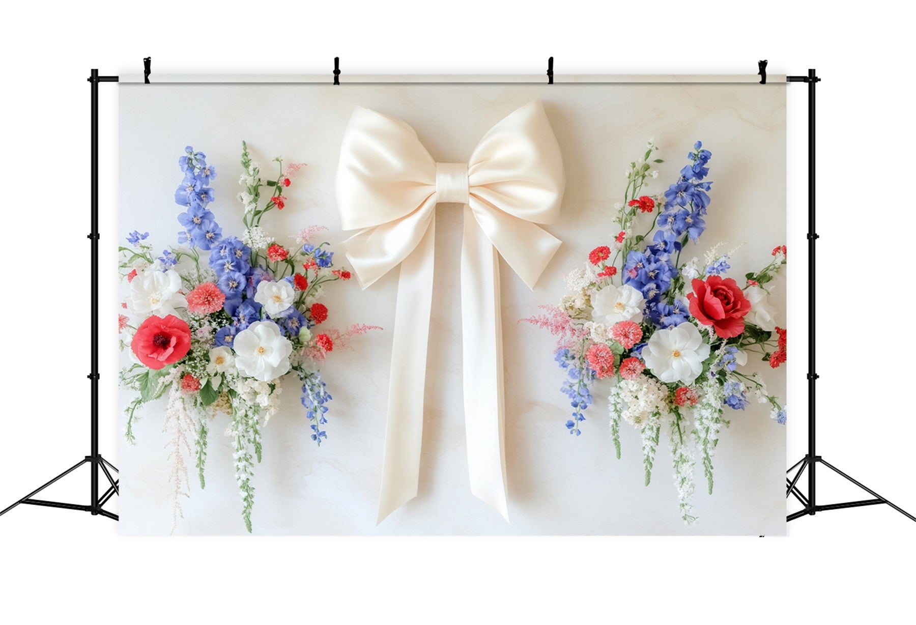 Bow Backdrop Ivory Ribbon Floral Harmony Flower Photo Backdrop LXX510-148
