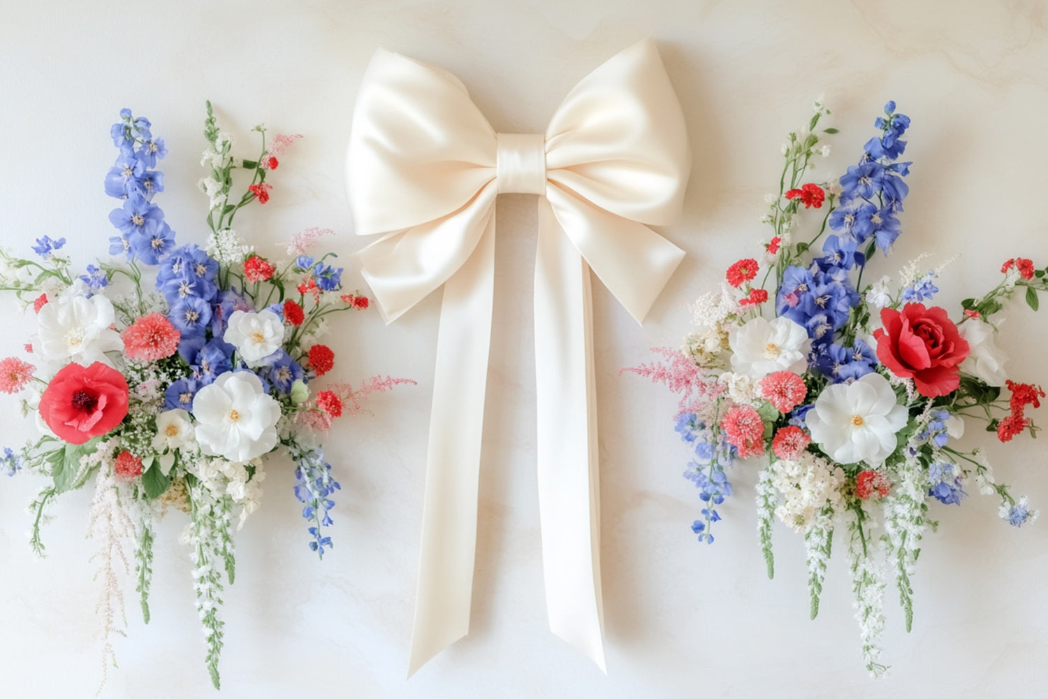 Bow Backdrop Ivory Ribbon Floral Harmony Flower Photo Backdrop LXX510-148