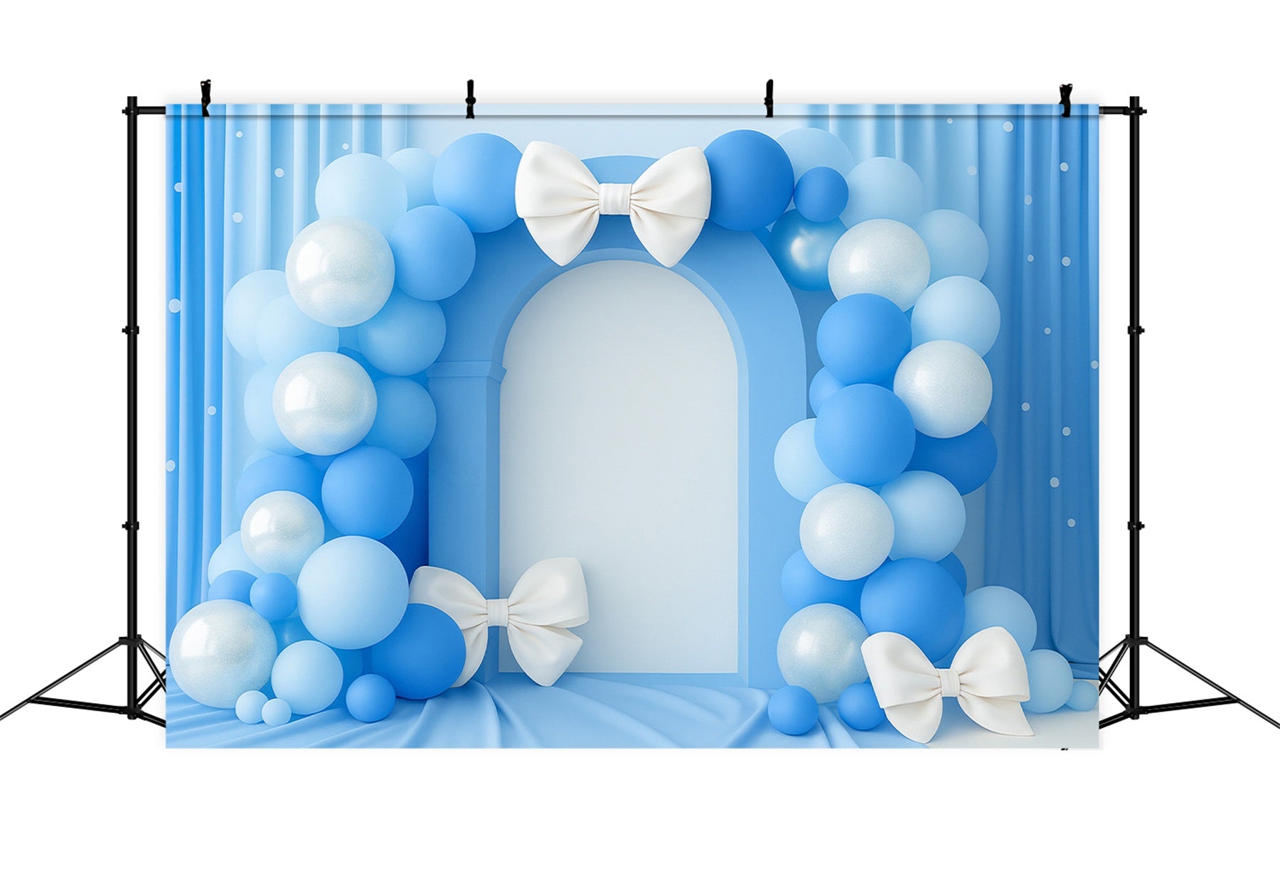 Bow Backdrop Blue Balloon Arch Elegance Cake Smash Backdrop LXX510-149