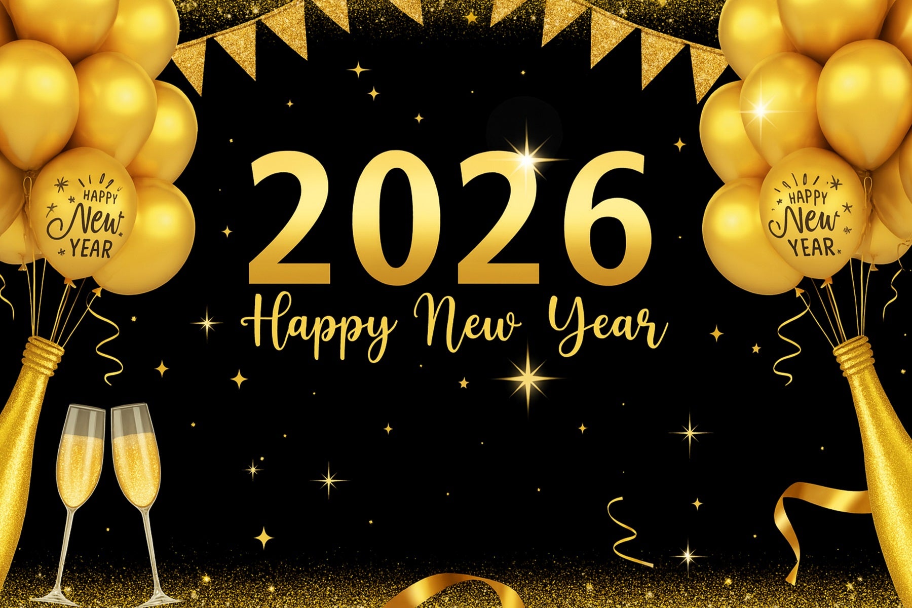 2026 New Year Backdrop Gold Balloons Party Celebration New Year Backdrop LXX510-16