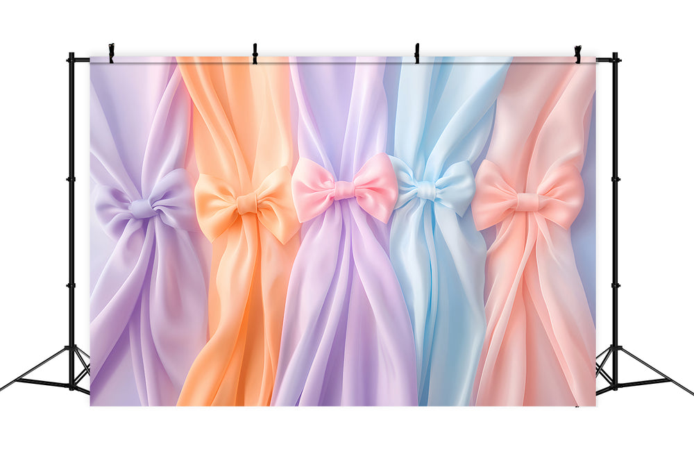 Backdrop Using Ribbons Design Bow Backdrop Soft Pastel Draped Ribbons Wedding Backdrop LXX510-161