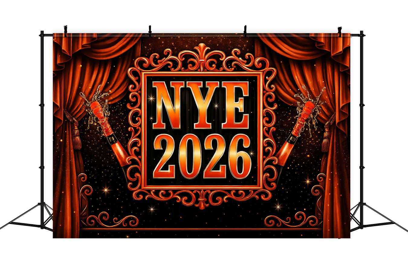 Happy New Year Backdrop Glamorous Sparkling Champagne New Year Backdrop LXX510-17