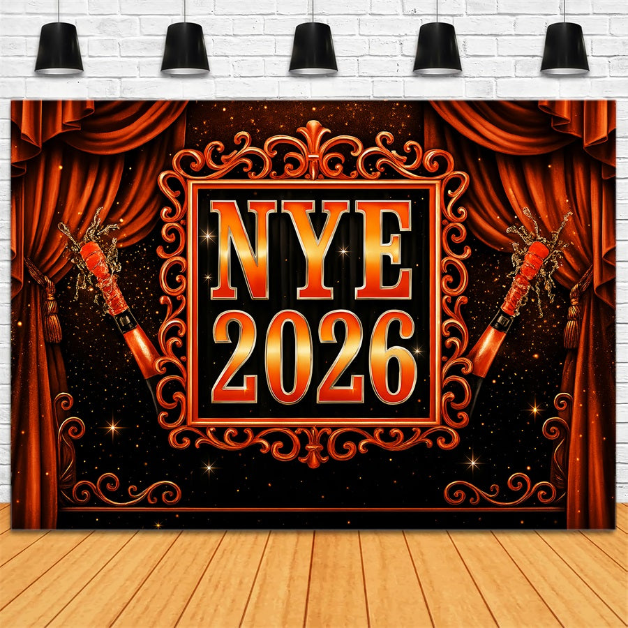 Happy New Year Backdrop Glamorous Sparkling Champagne New Year Backdrop LXX510-17