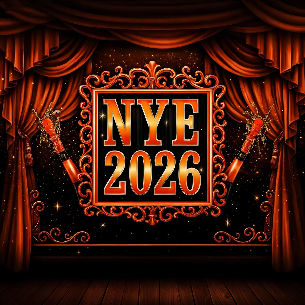Happy New Year Backdrop Glamorous Sparkling Champagne New Year Backdrop LXX510-17