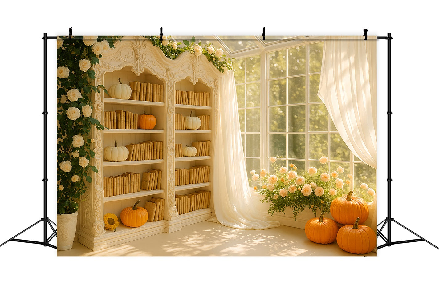 Pumpkin Backdrop Golden Library Pumpkin Glow Thanksgiving Backdrop Ideas LXX510-21