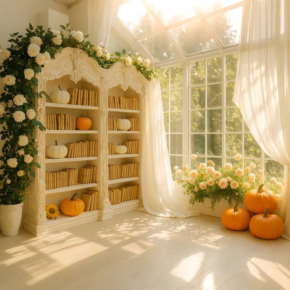 Pumpkin Backdrop Golden Library Pumpkin Glow Thanksgiving Backdrop Ideas LXX510-21