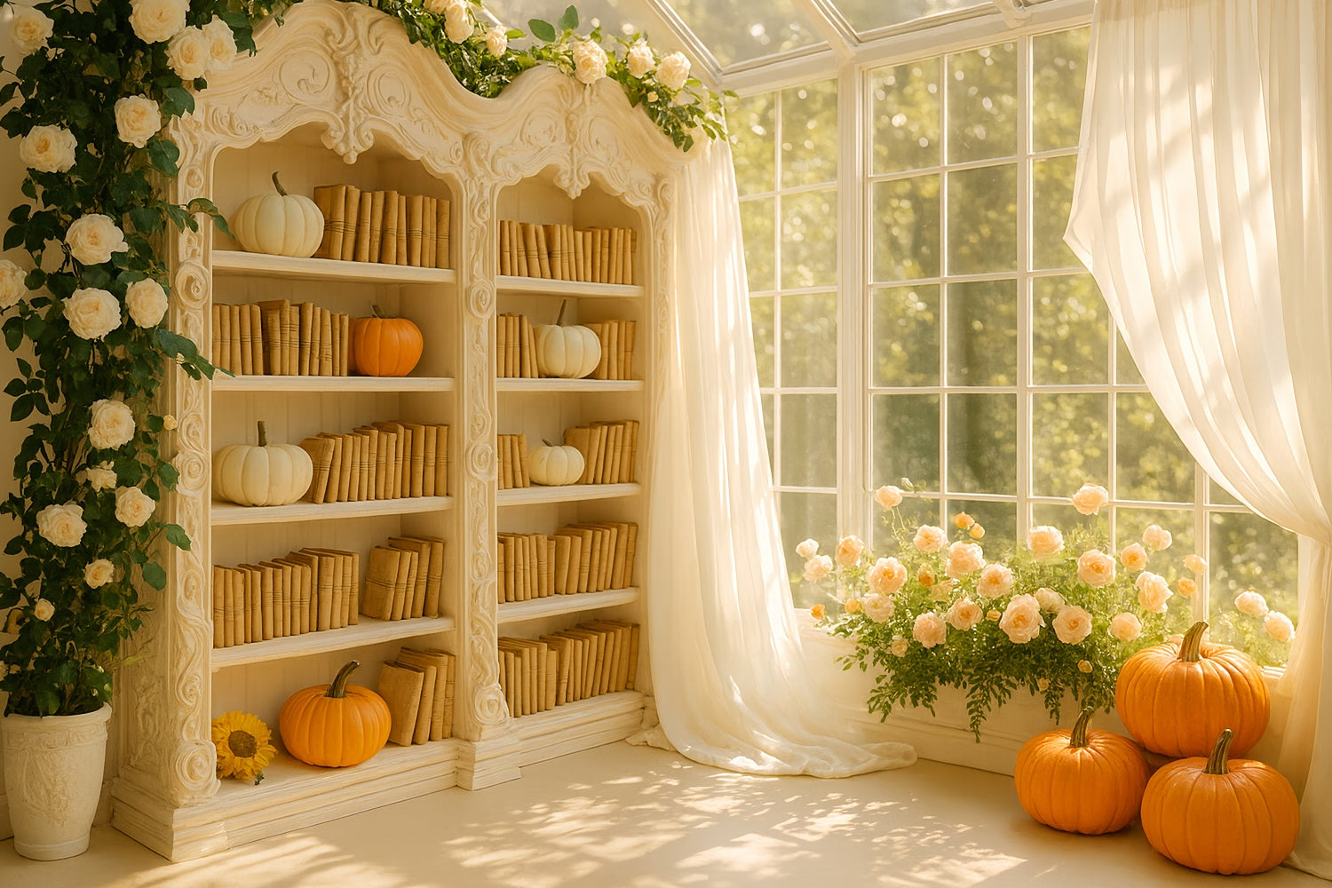 Pumpkin Backdrop Golden Library Pumpkin Glow Thanksgiving Backdrop Ideas LXX510-21