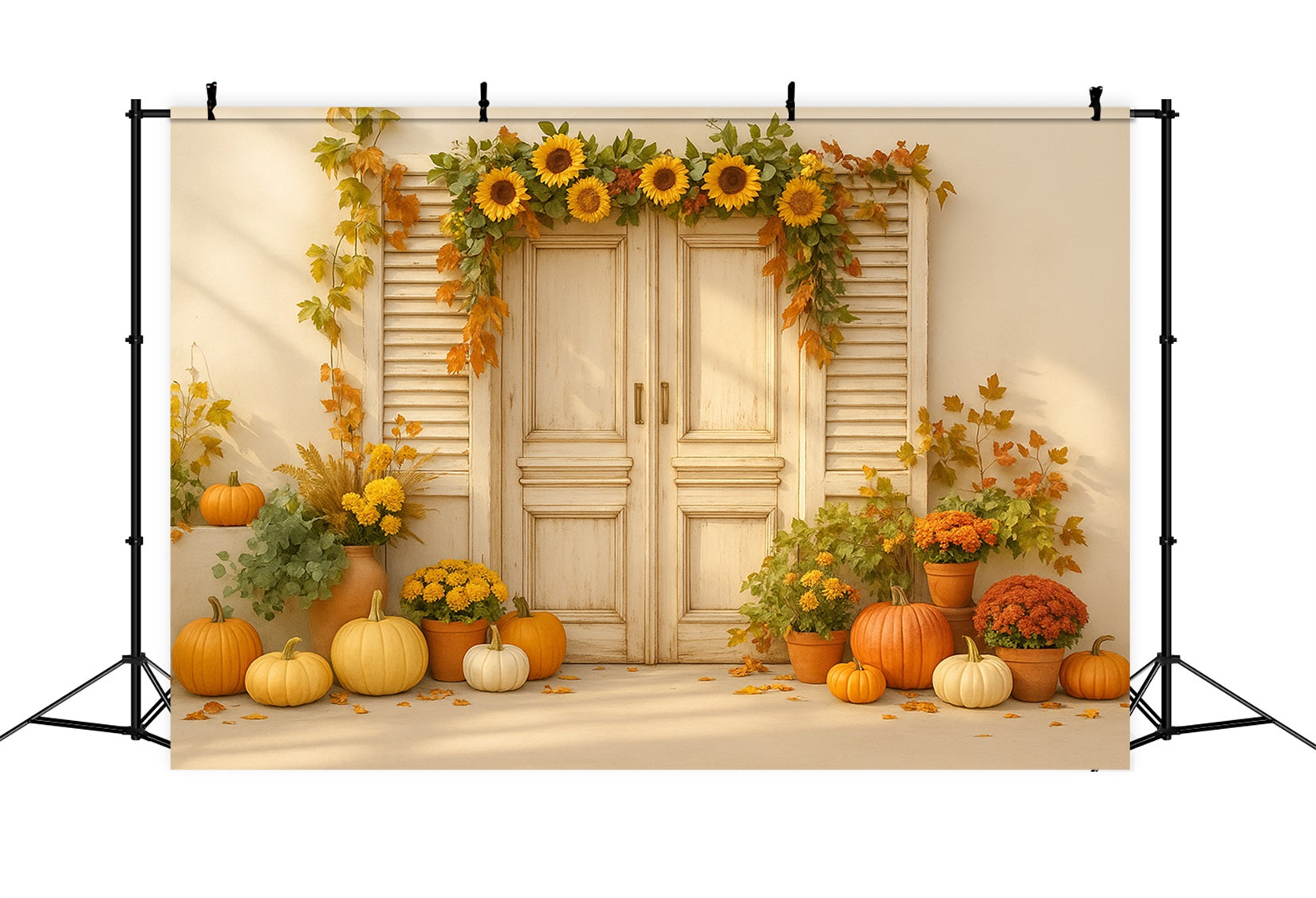 Pumpkin Photo Backdrop Sunflower Door Harvest Delight Thanksgiving Backdrops LXX510-26