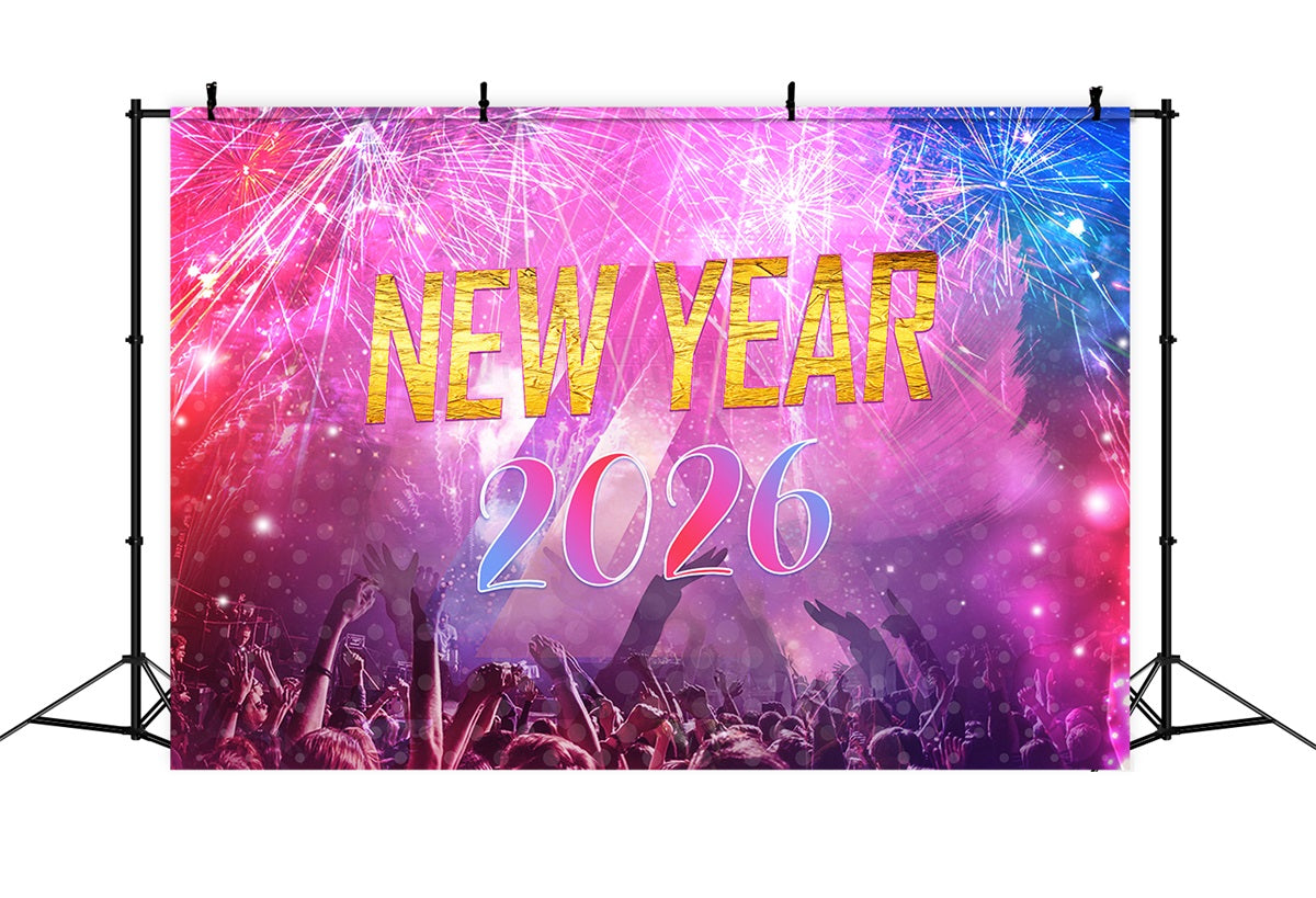 New Year Backdrop Vibrant Fireworks Party Crowd Happy New Years Backdrop LXX510-3