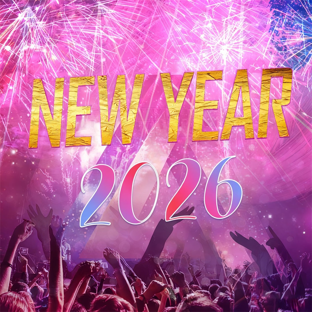 New Year Backdrop Vibrant Fireworks Party Crowd Happy New Years Backdrop LXX510-3
