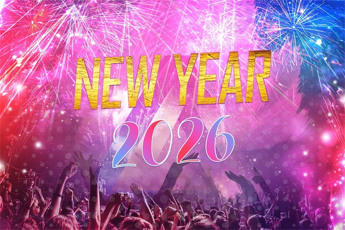 New Year Backdrop Vibrant Fireworks Party Crowd Happy New Years Backdrop LXX510-3