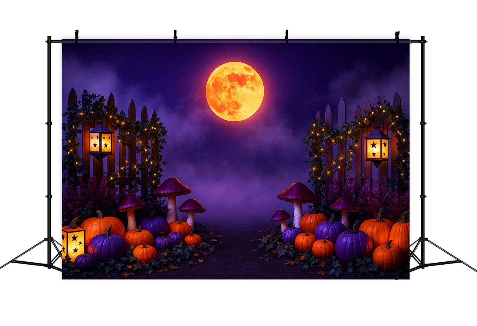 Pumpkin Backdrop Purple Moon Pumpkin Path Thanksgiving Backdrop LXX510-30