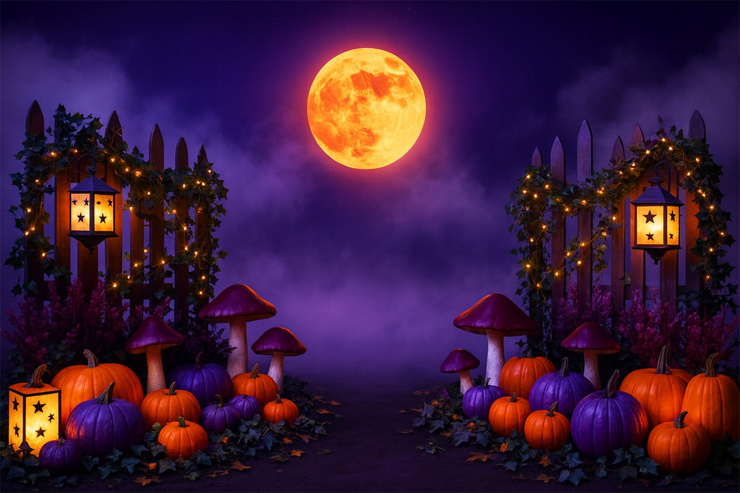 Pumpkin Backdrop Purple Moon Pumpkin Path Thanksgiving Backdrop LXX510-30