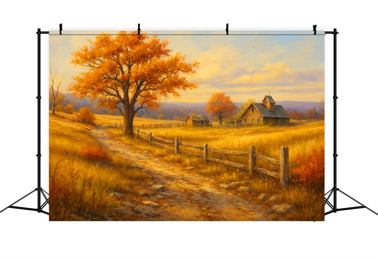 Farm Backdrop Golden Path Farm View Happy Thanksgiving Backdrop LXX510-35