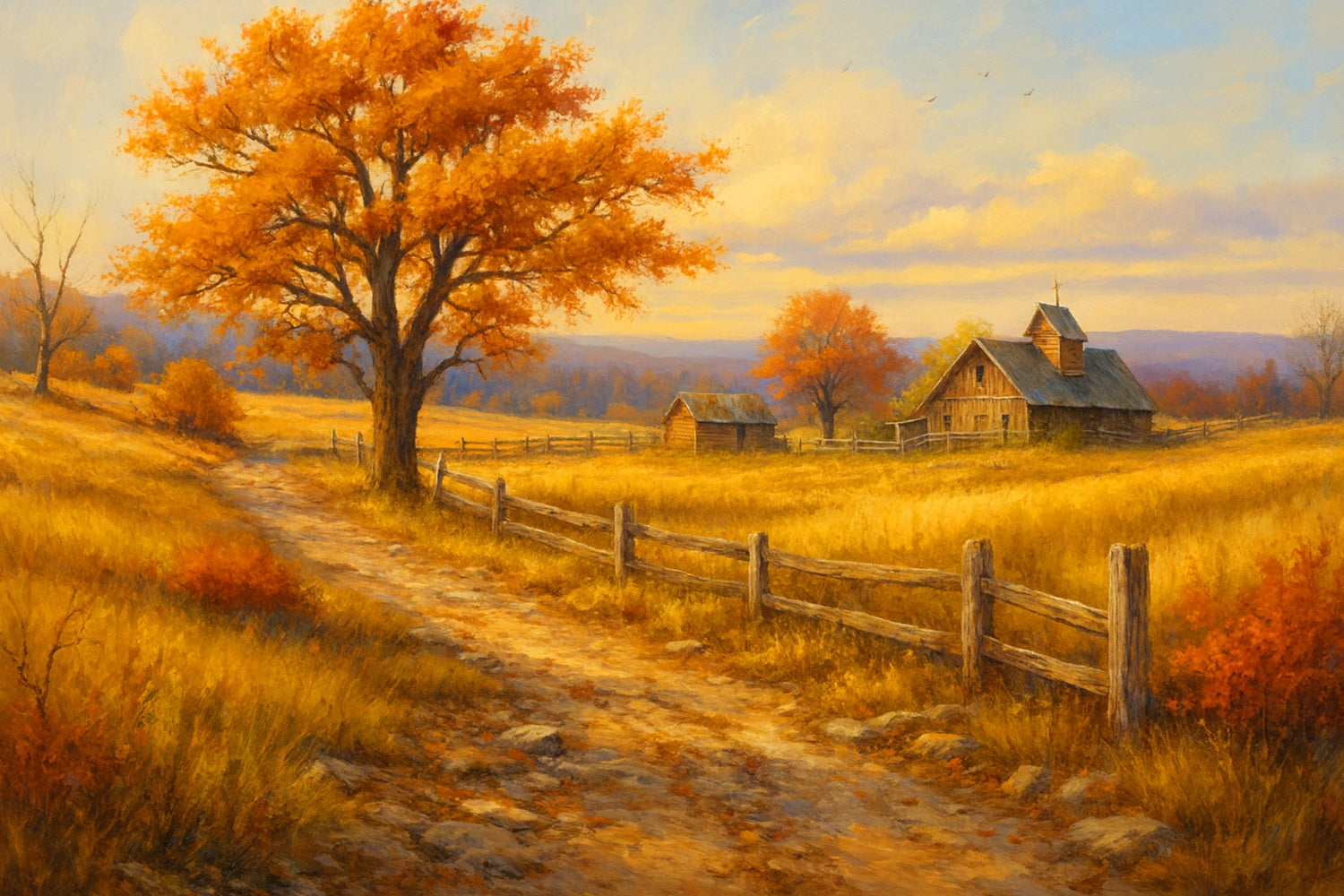 Farm Backdrop Golden Path Farm View Happy Thanksgiving Backdrop LXX510-35