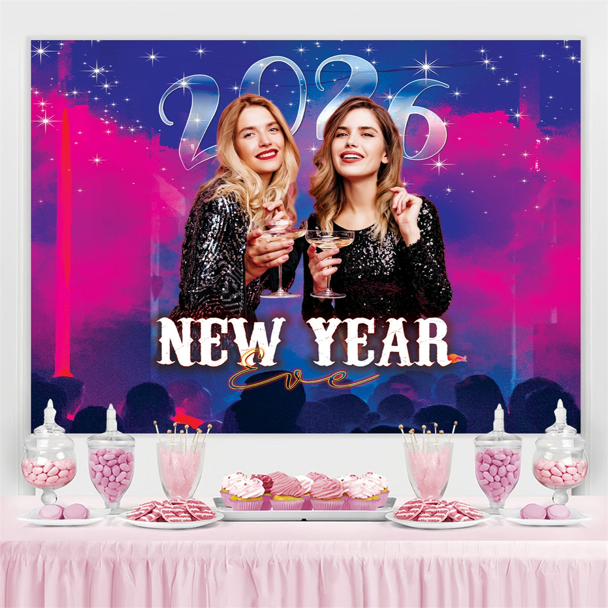 Happy New Year Backdrop Celebration Toast Night Personalized New Year Backdrop LXX510-4