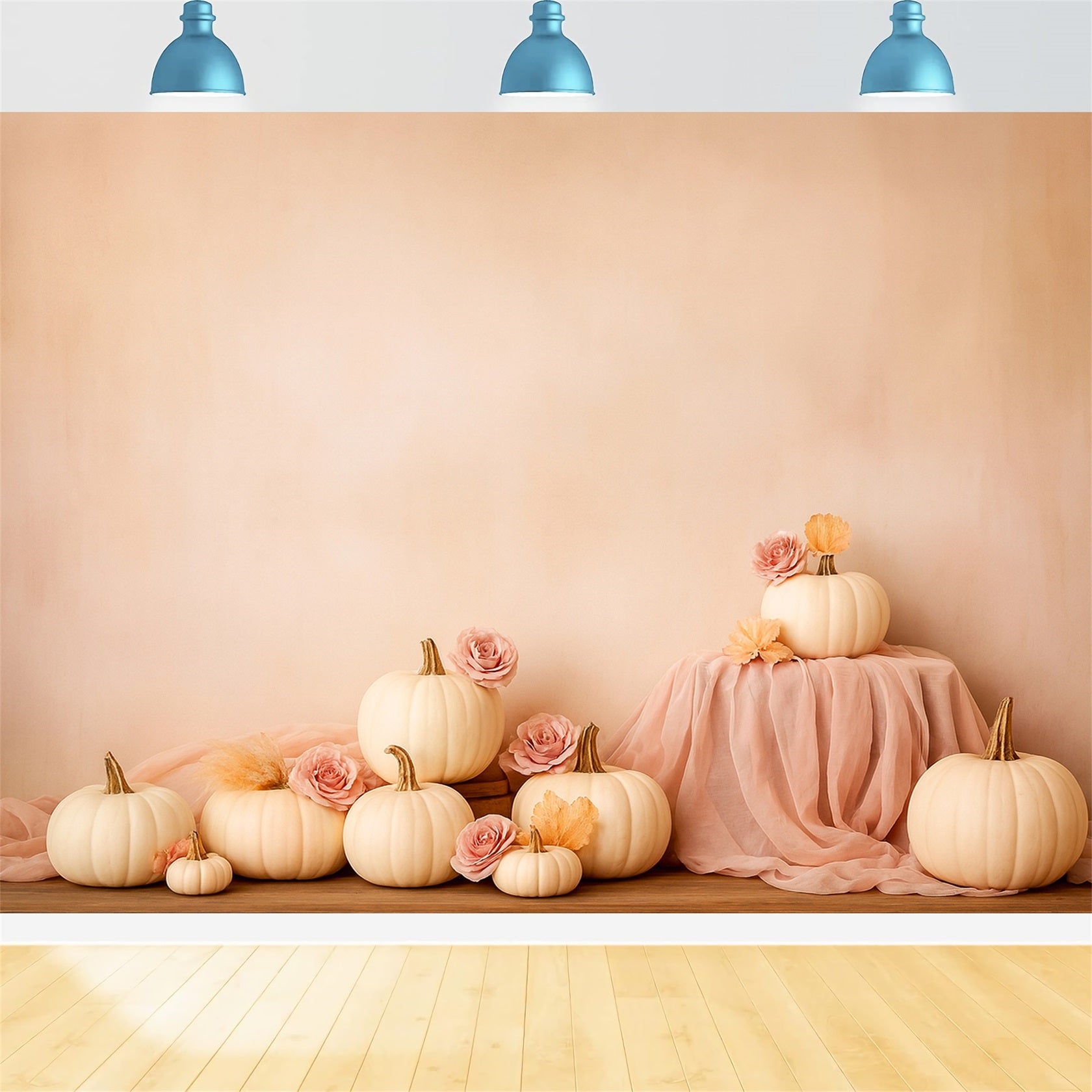 Pumpkin Backdrop Soft Pumpkin Rose Elegance Thanksgiving Backdrops LXX510-44