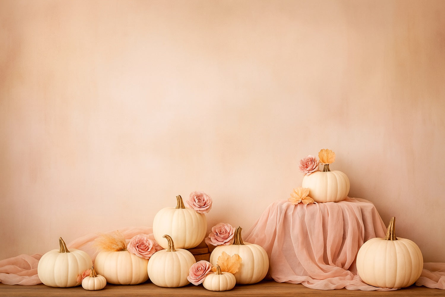 Pumpkin Backdrop Soft Pumpkin Rose Elegance Thanksgiving Backdrops LXX510-44