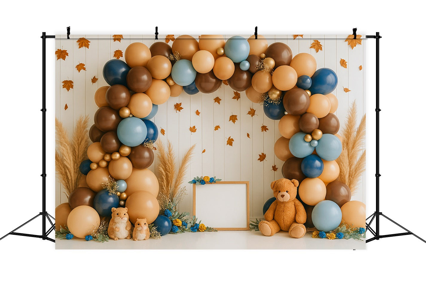 Fall Backdrop Ideas Balloon Arch Cozy Celebration Thanksgiving Backdrop Ideas LXX510-45