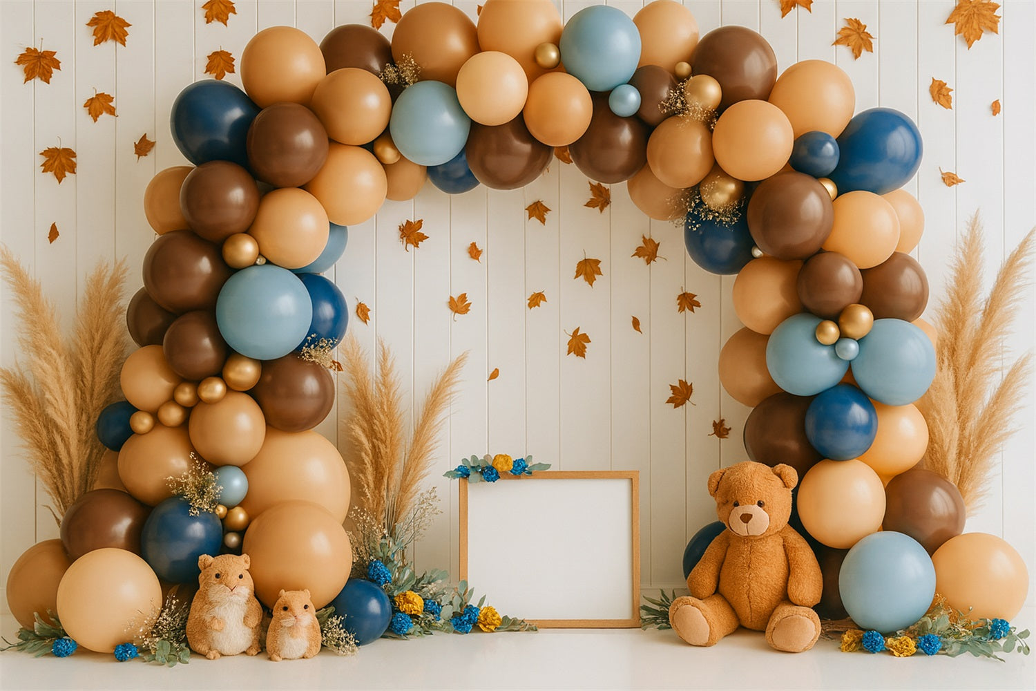Fall Backdrop Ideas Balloon Arch Cozy Celebration Thanksgiving Backdrop Ideas LXX510-45