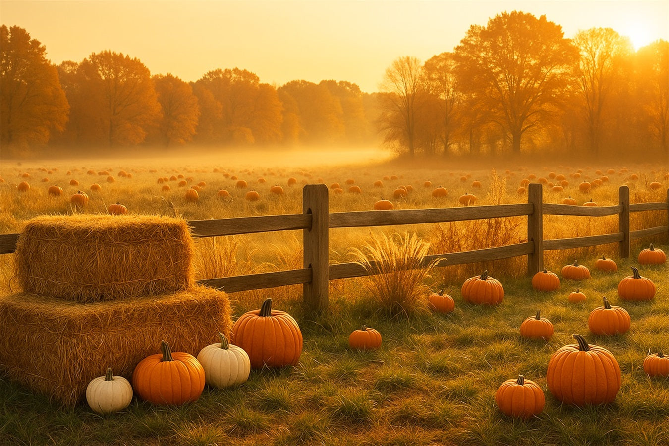Pumpkin Patch Backdrop Golden Meadow Pumpkin Field Thanksgiving Backdrop LXX510-48
