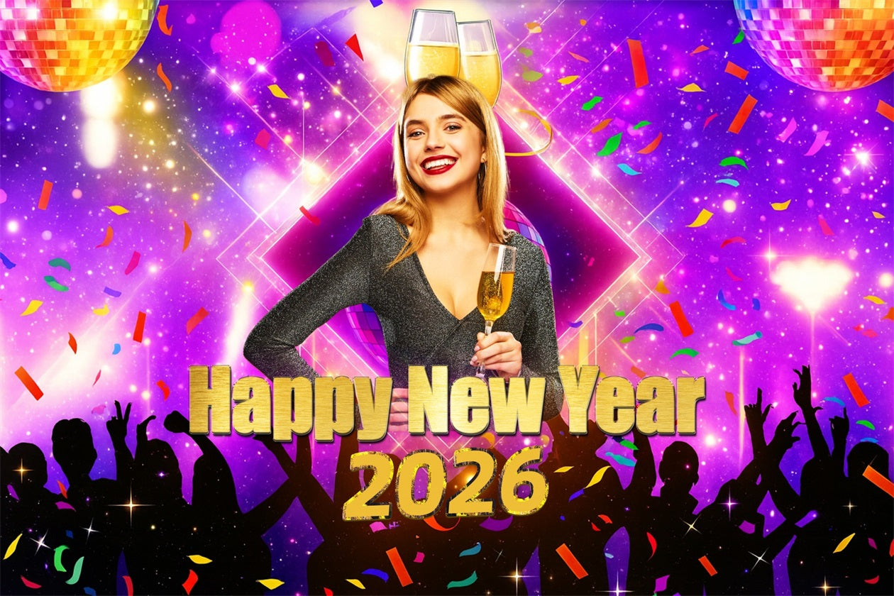 New Year Backdrop Party Celebration Confetti Glow Customize New Year Backdrop LXX510-5